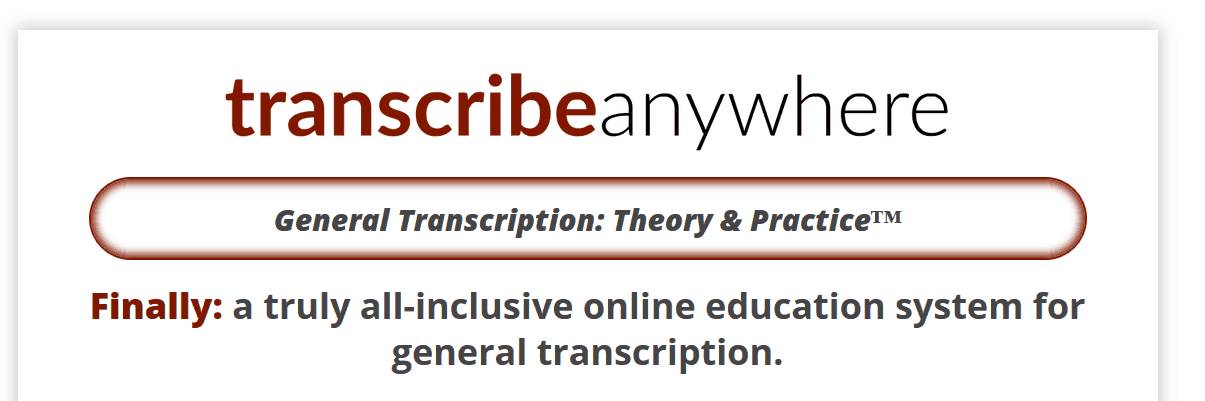 transcription training at transcribe anywhere