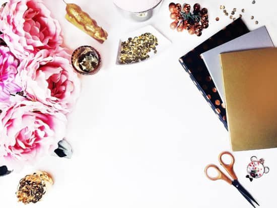 Free Styled Stock Photography Gold White and Pink Styled Desktop