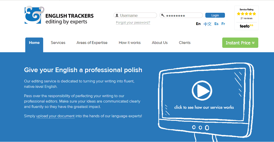 english trackers editing services
