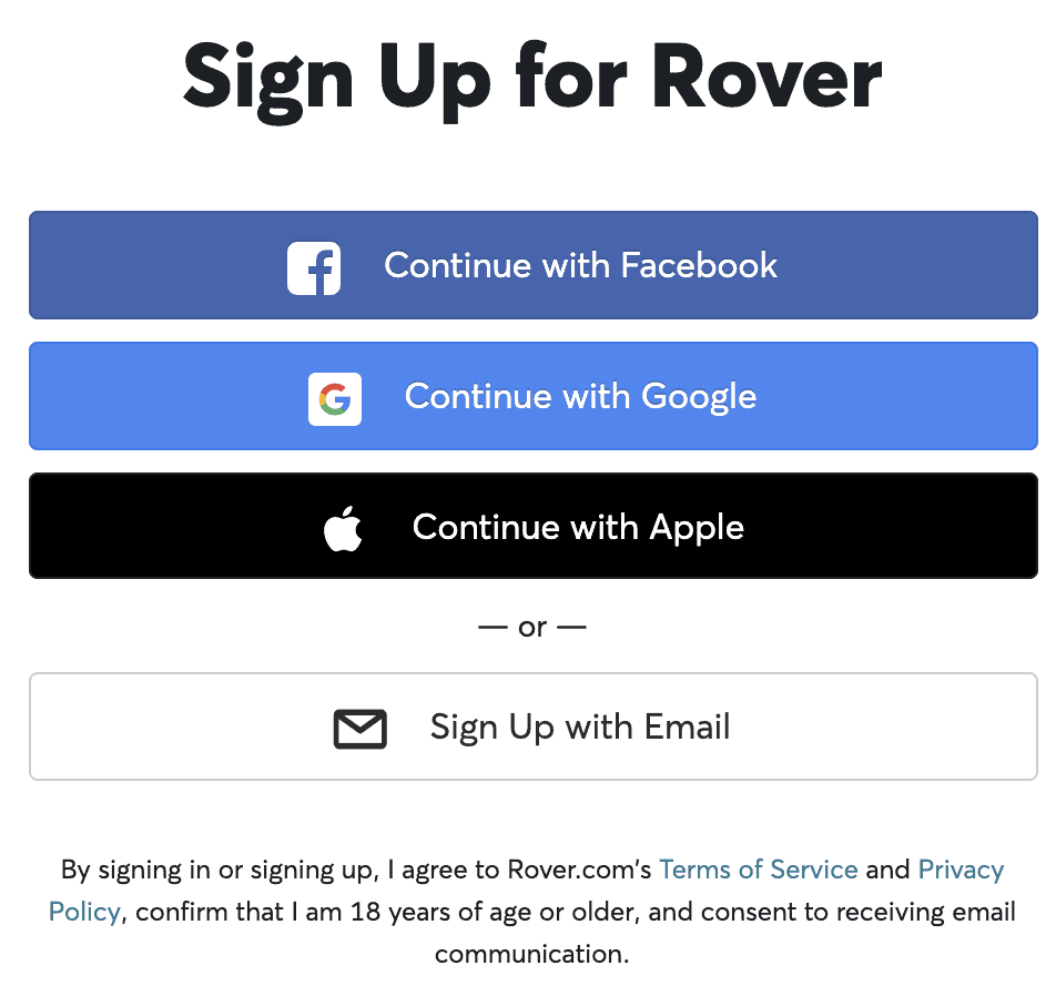 sign up for rover