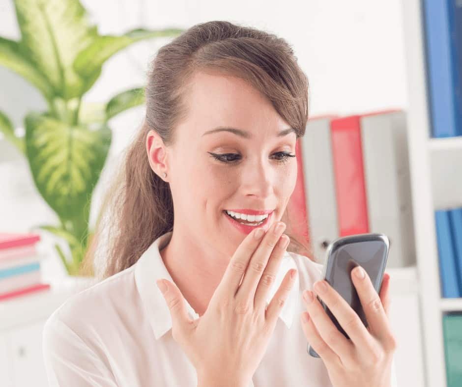 woman on her phone working for Fancy Hands 