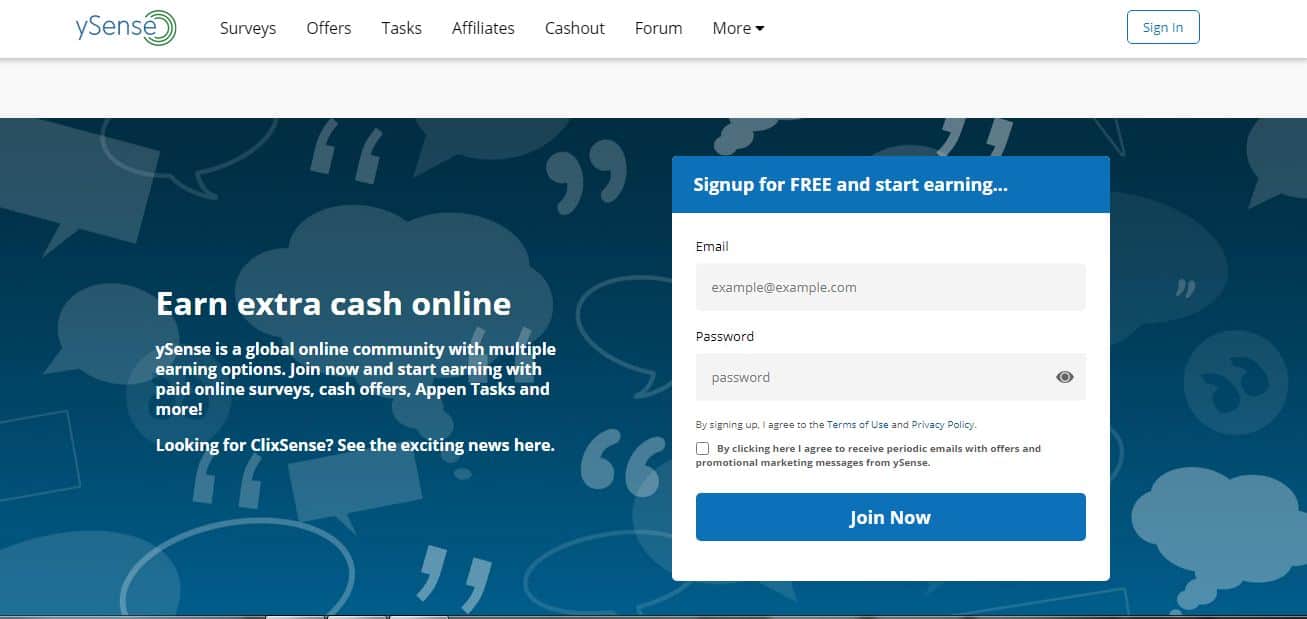 earn free cash online at YSense