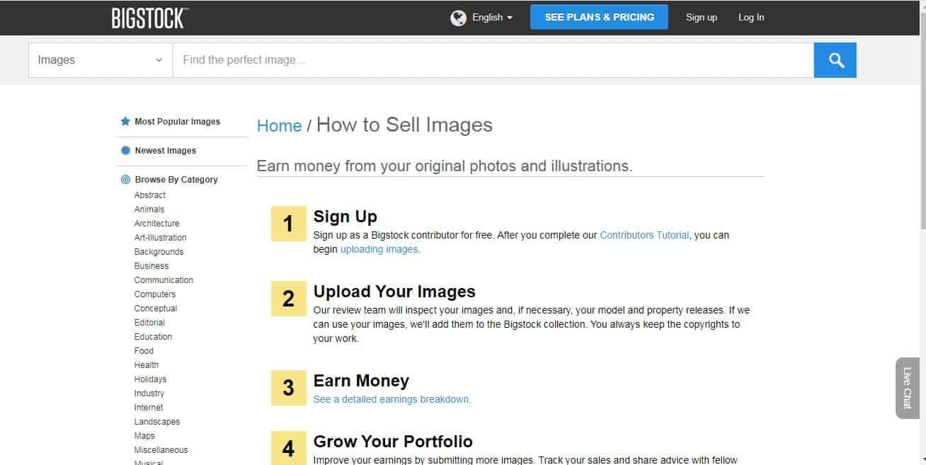 how to sell images on Bigstock