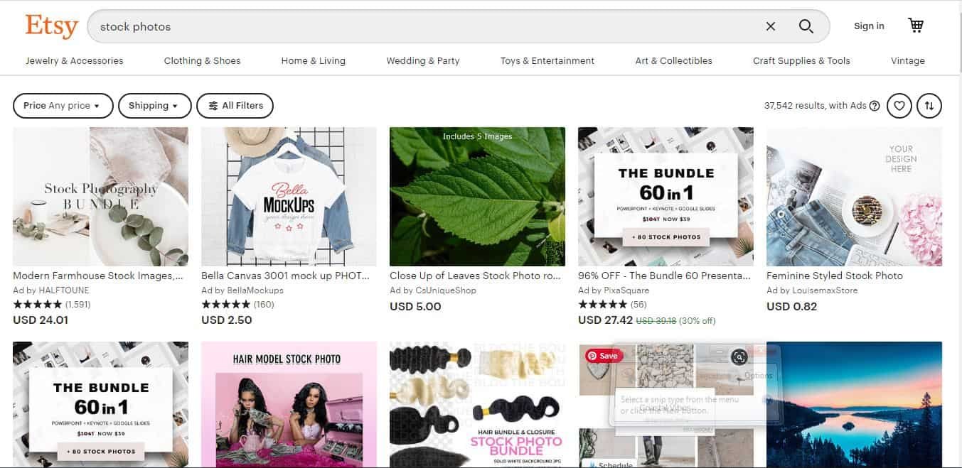 sell stock photos on Etsy