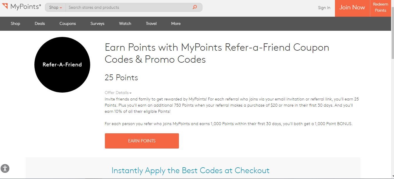 MyPoints referral program