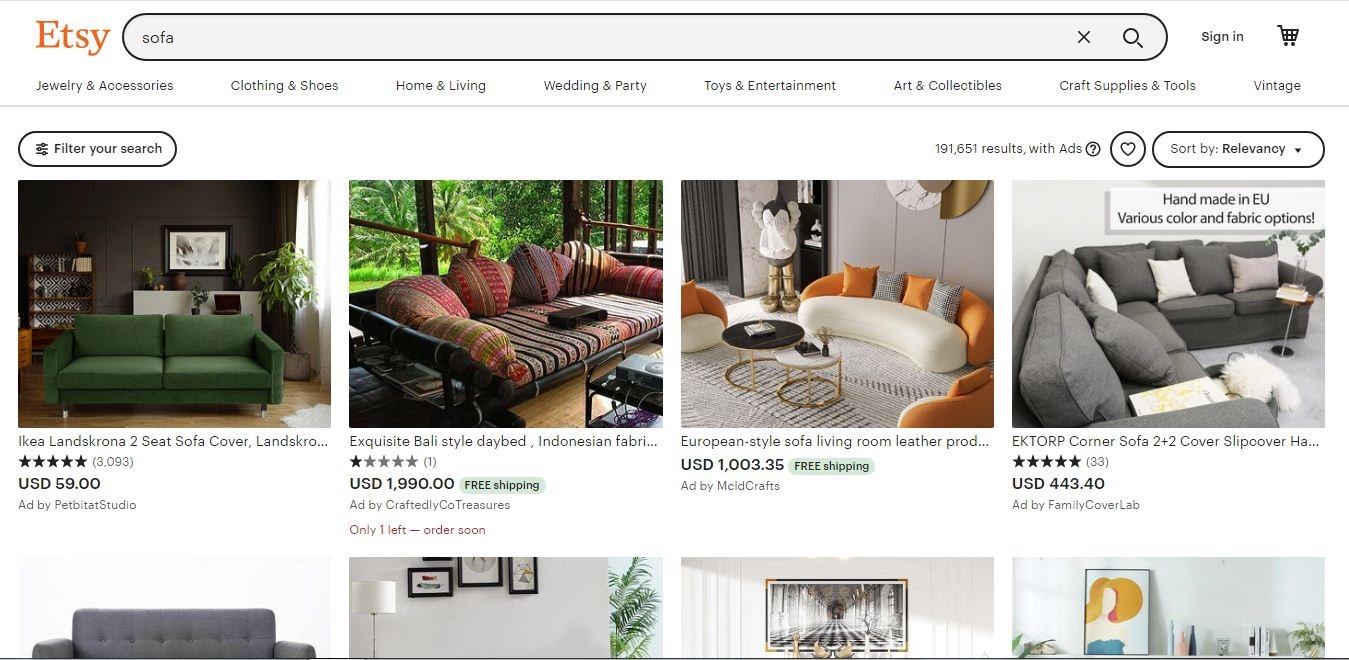 how to sell furniture designs on etsy